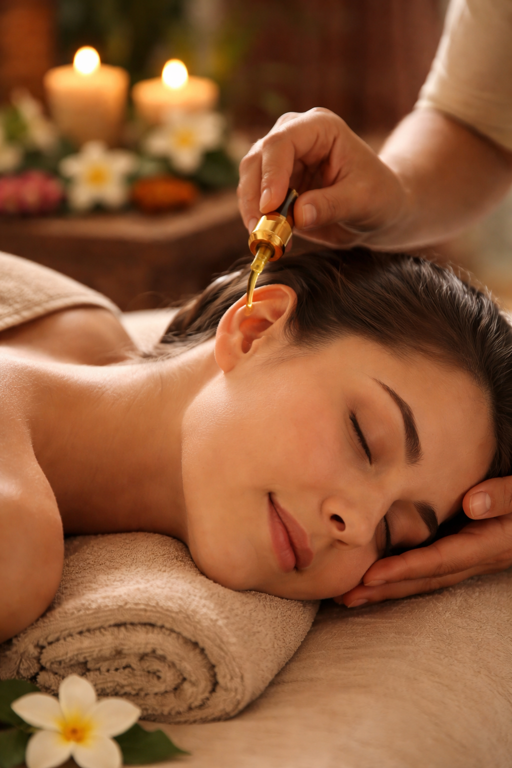 Karna Découvrez le Karna Purana, soin ayurvédique des oreilles à l’huile tiède, pour apaiser stress, tensions et fatigue nerveuse. Guide complet avec déroulement, massage et précautions.